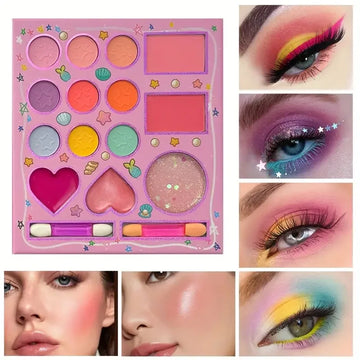 14-color cartoon makeup palette,pink glitter eyeshadow,matte sequins and fine glitter,for women's daily makeup,  holiday parties